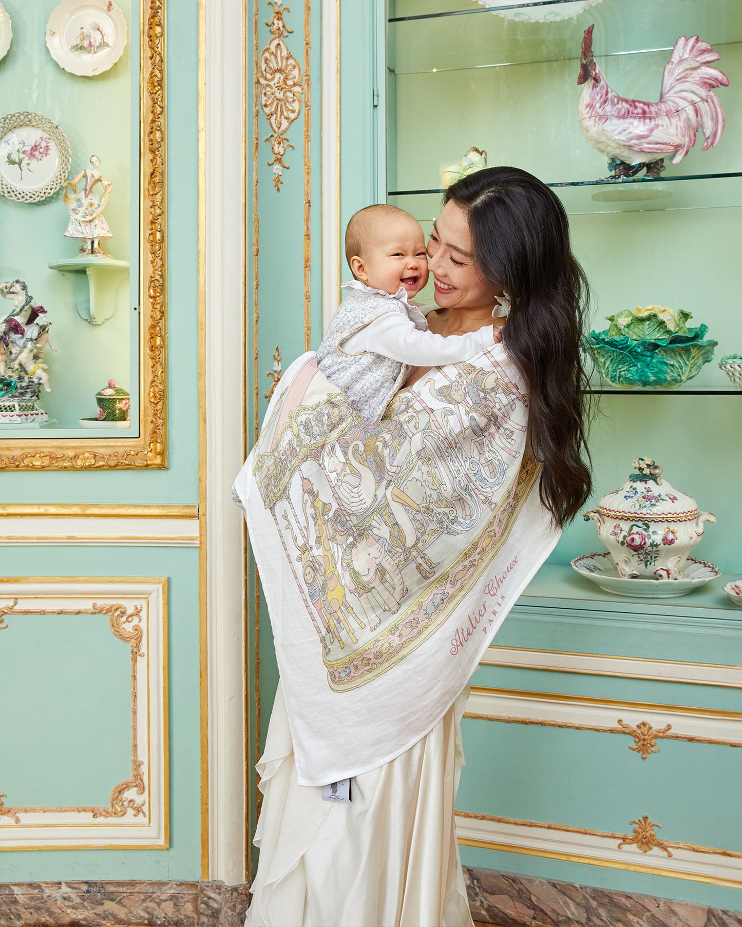 Atelier Choux Paris: Carré - Carousel Pink Swaddle