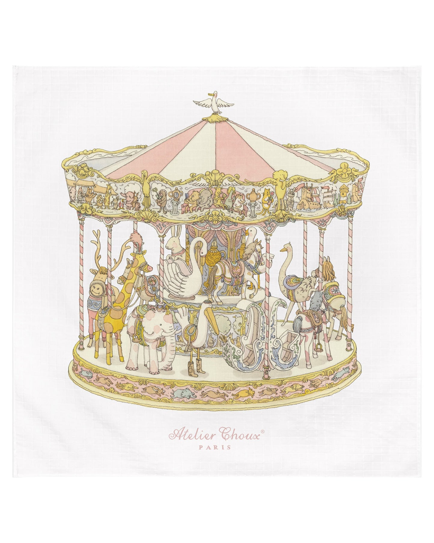 Atelier Choux Paris: Carré - Carousel Pink Swaddle