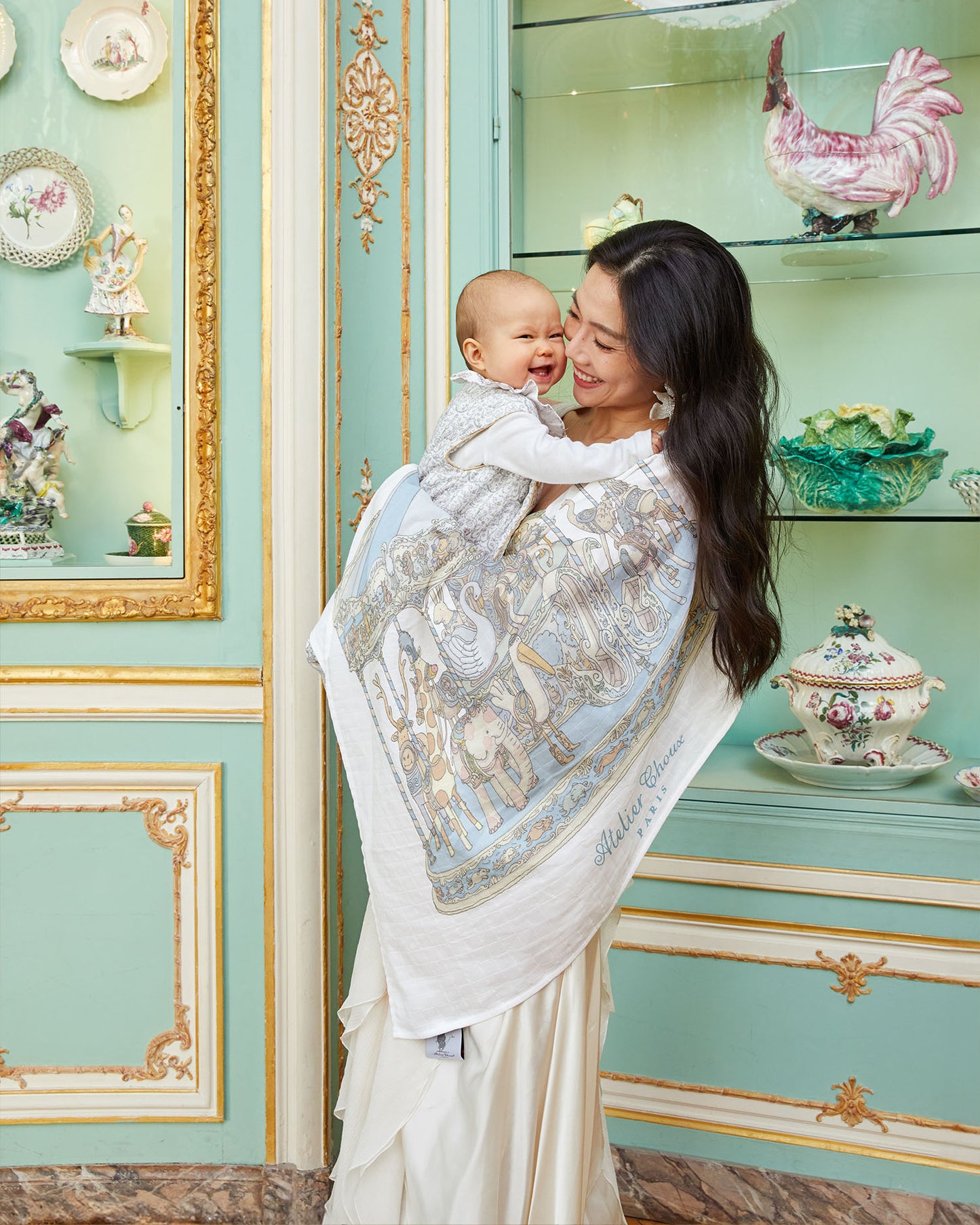 Atelier Choux Paris: Carré - Carousel Blue Swaddle