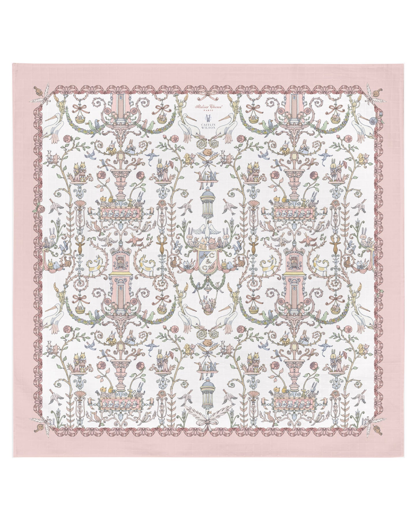 Atelier Choux Paris: Carré -Toile de Jouy Pink - Atelier Choux et Caitlin Wilson