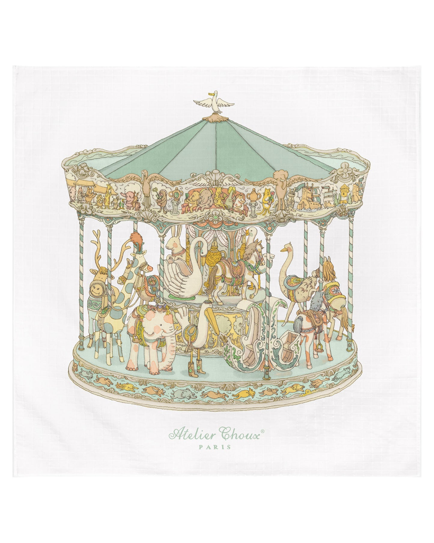 Atelier Choux Paris: Carré Carousel Olive Green
