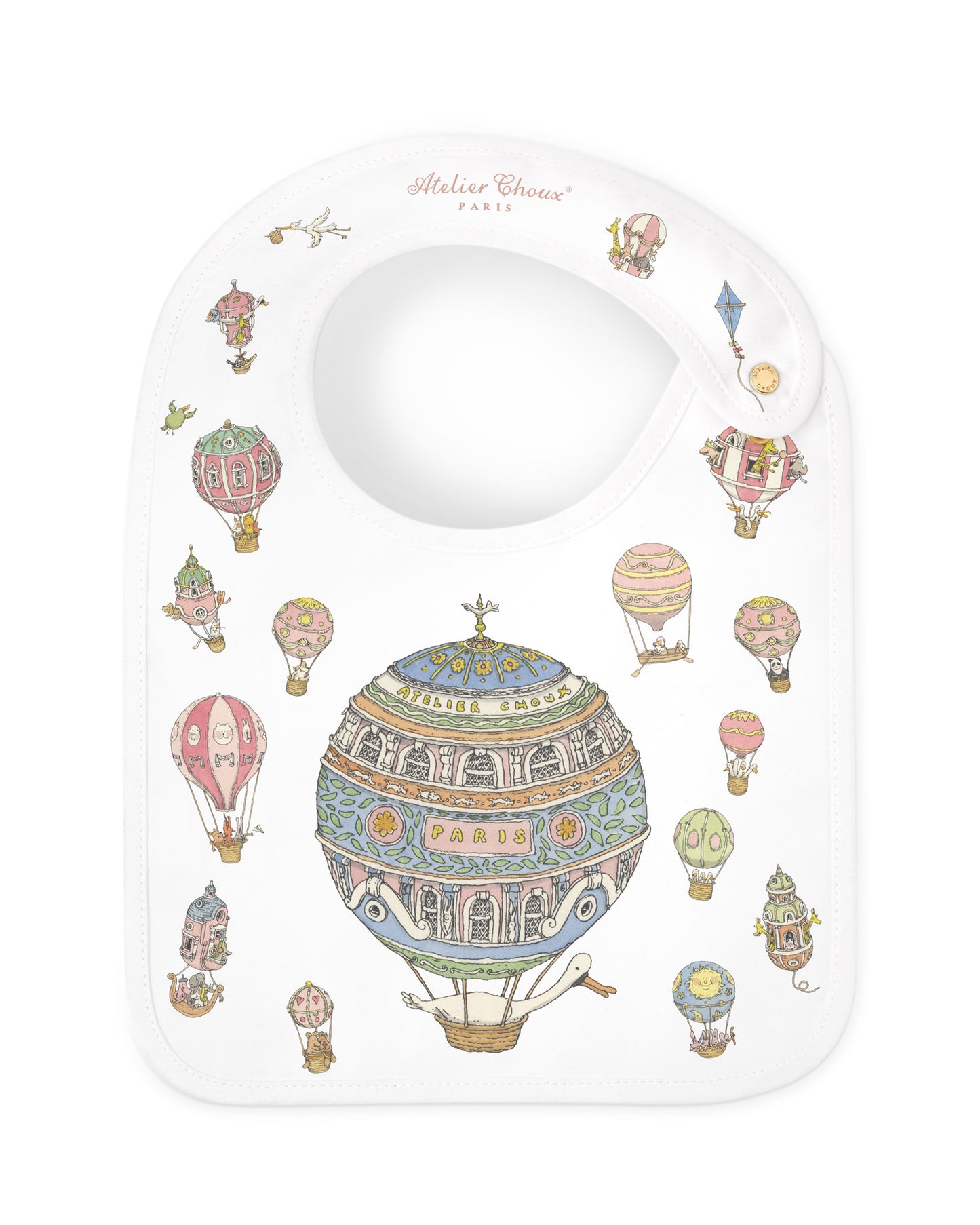 Atelier Choux Paris: Satin bib - Hot Air Ballons