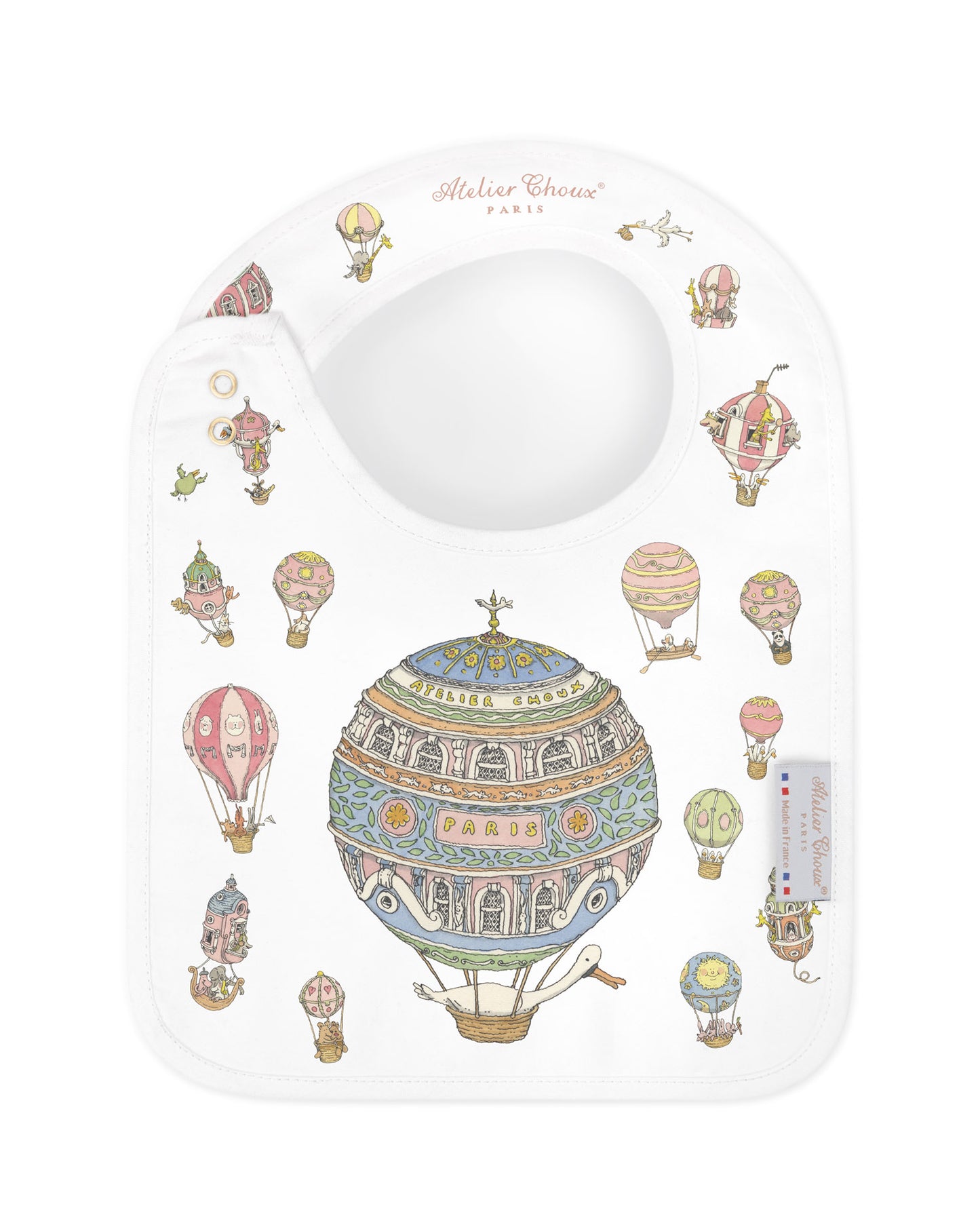 Atelier Choux Paris: Satin bib - Hot Air Ballons