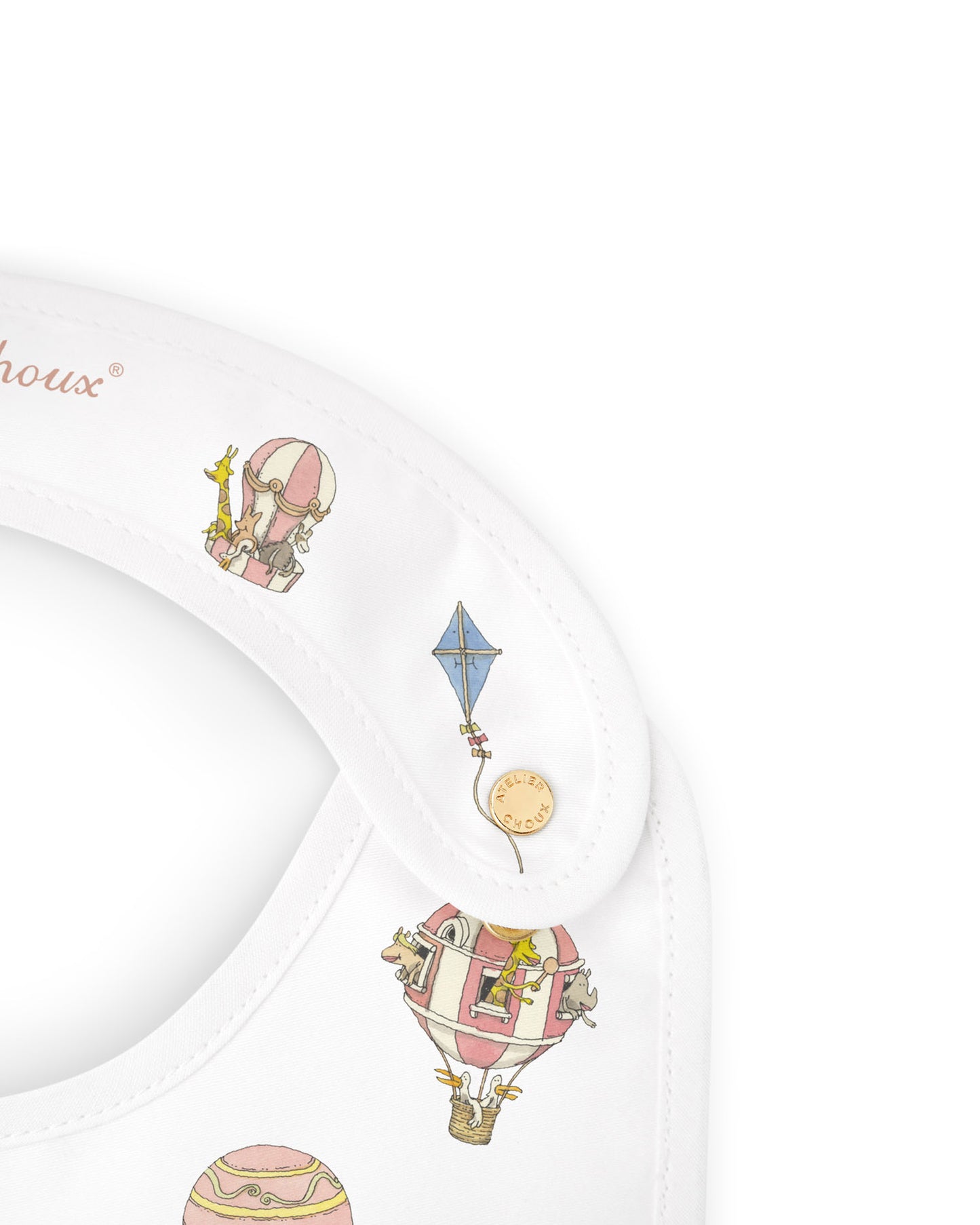 Atelier Choux Paris: Satin bib - Hot Air Ballons