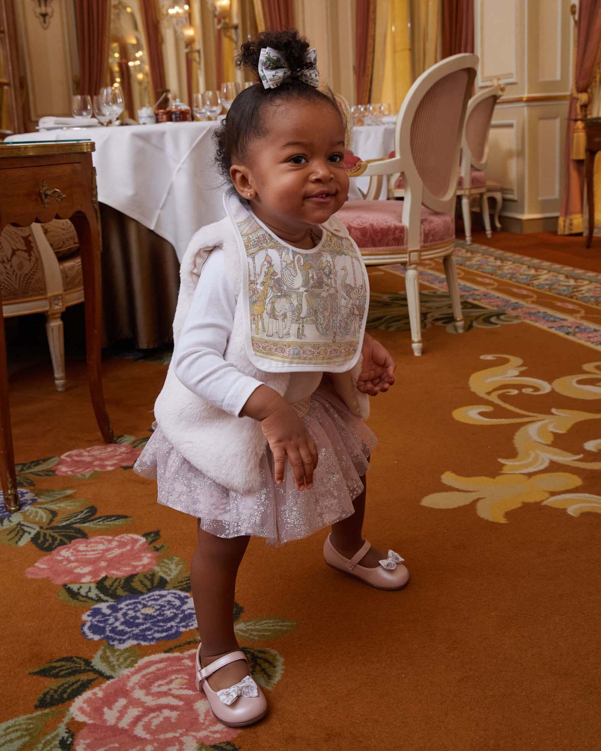 Atelier Choux Paris: Satin bib - Carousel Pink