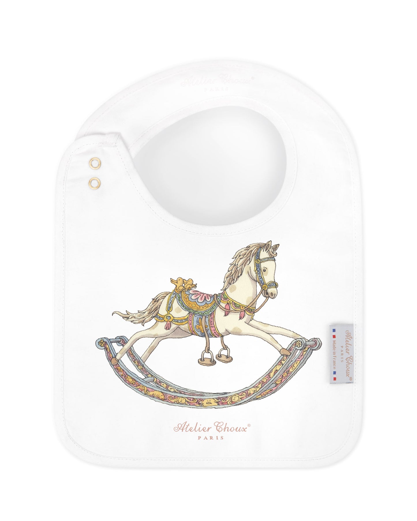Atelier Choux Paris: Satin bib Rocking Horse