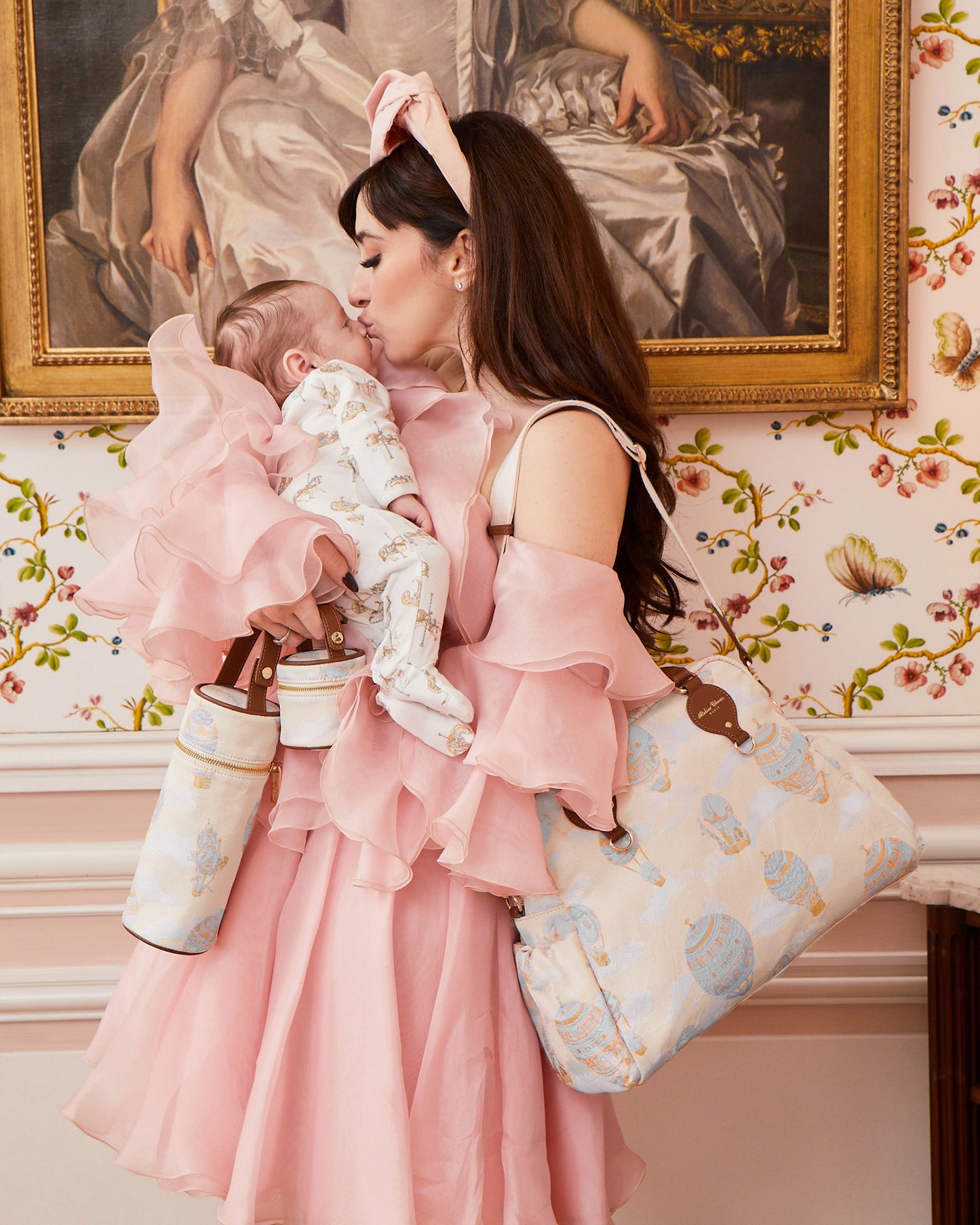 Atelier Choux Paris: Changing Bag- Hot air Balloons Jacquard Blue