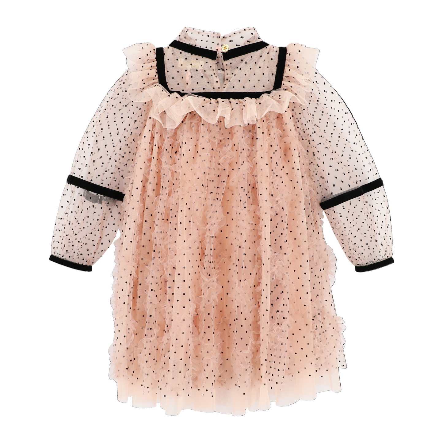 Angel's Face: ADELIA FLOCK DOTTED TULLE DRESS BLUSH PINK