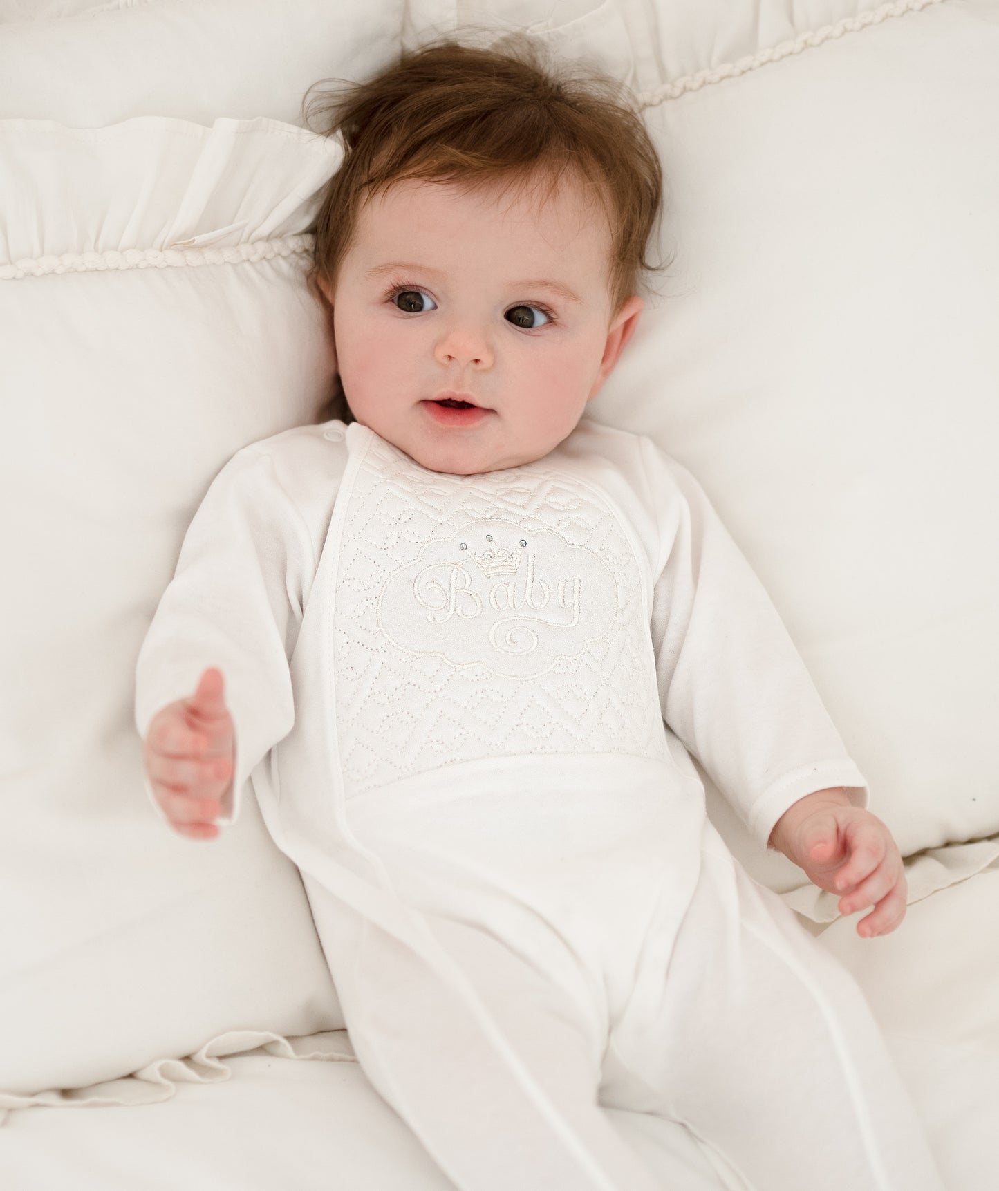 Luxury Collection: Babygrow with collar" BAMBINI" Ivory