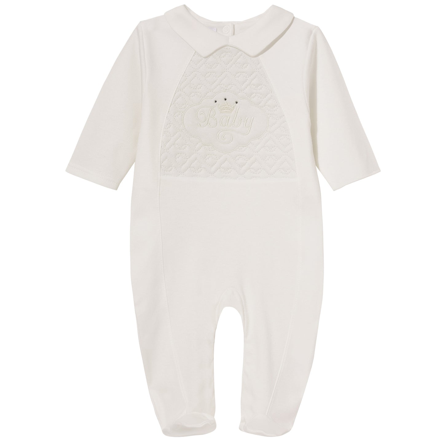 Luxury Collection: Babygrow with collar" BAMBINI" Ivory