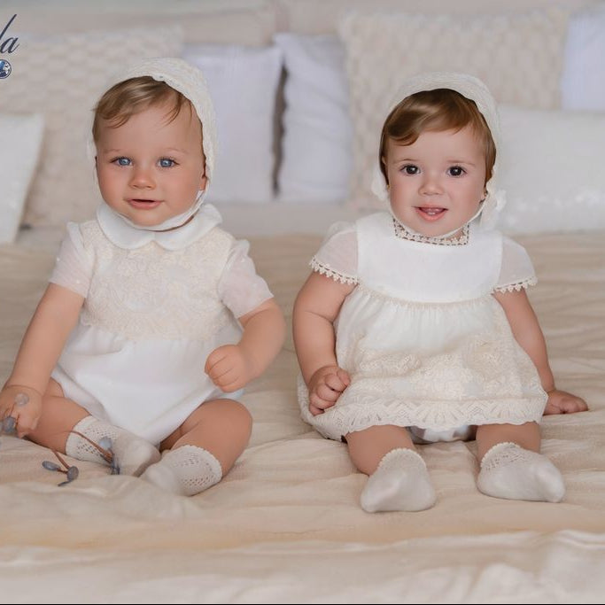 Miranda-Baby Girls Ivory Tulle & Lace Dress Set