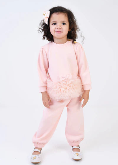 Angels' Face: DEONNE TULLE TRIM BABY TRACKSUIT BLUSH PINK