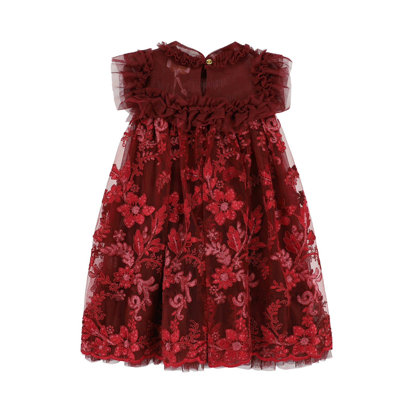 Angel's Face: DOMINIQUE FLOWER EMBROIDERY DRESS BURGUNDY