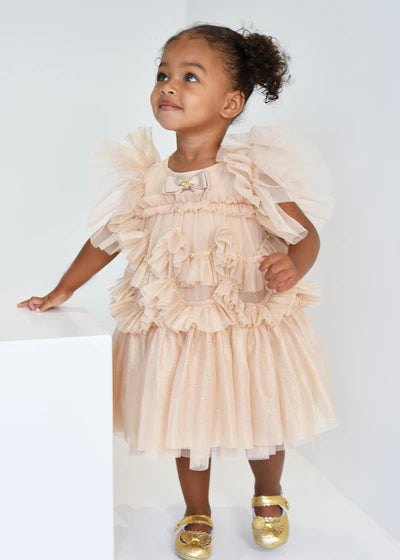 Angel's face-ETTA SPARKLE TULLE BABY DRESS-GOLD