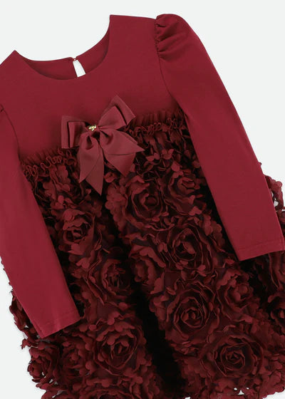 Angel's Face: LIVELY L/S 3D ROSES DRESS BURGUNDY