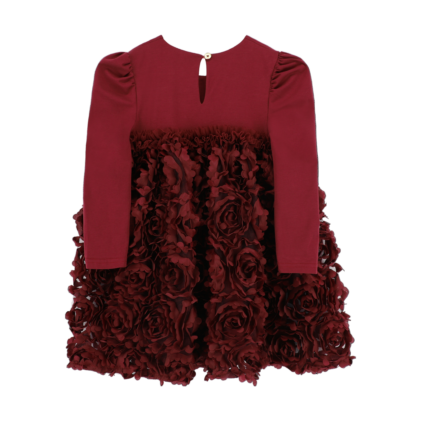 Angel's Face: LIVELY L/S 3D ROSES DRESS BURGUNDY