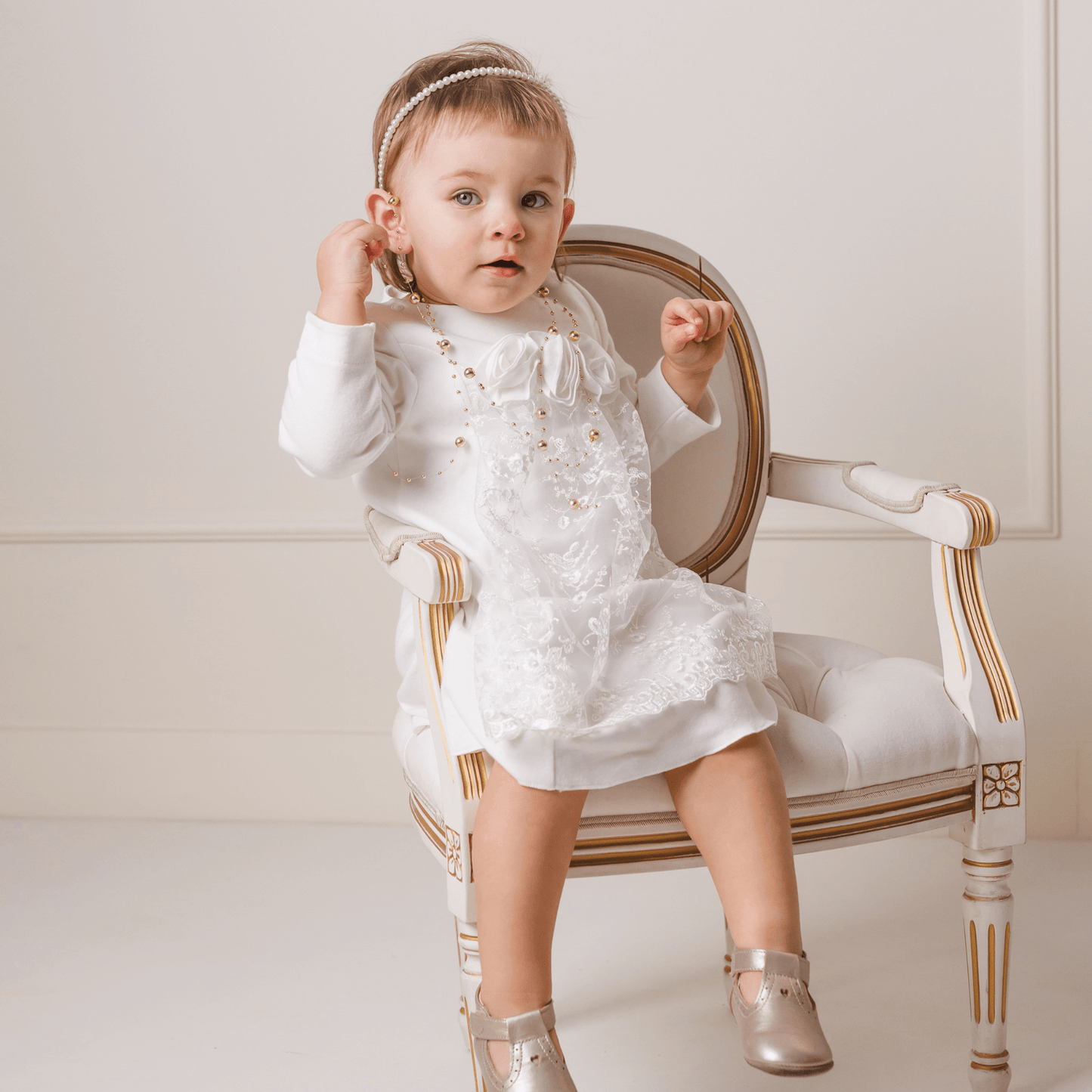 Luxury collection: Long sleeve Lace dress "ELIF"-Ivory