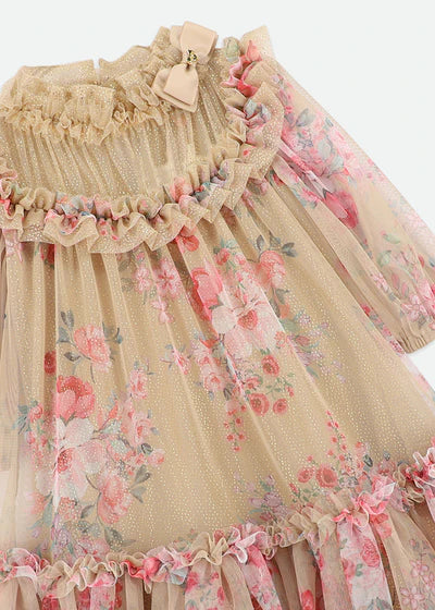 Angel's Face: MYRTISA FLOWER TULLE DRESS SAND