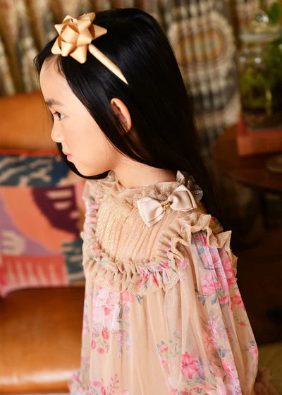 Angel's Face: MYRTISA FLOWER TULLE DRESS SAND