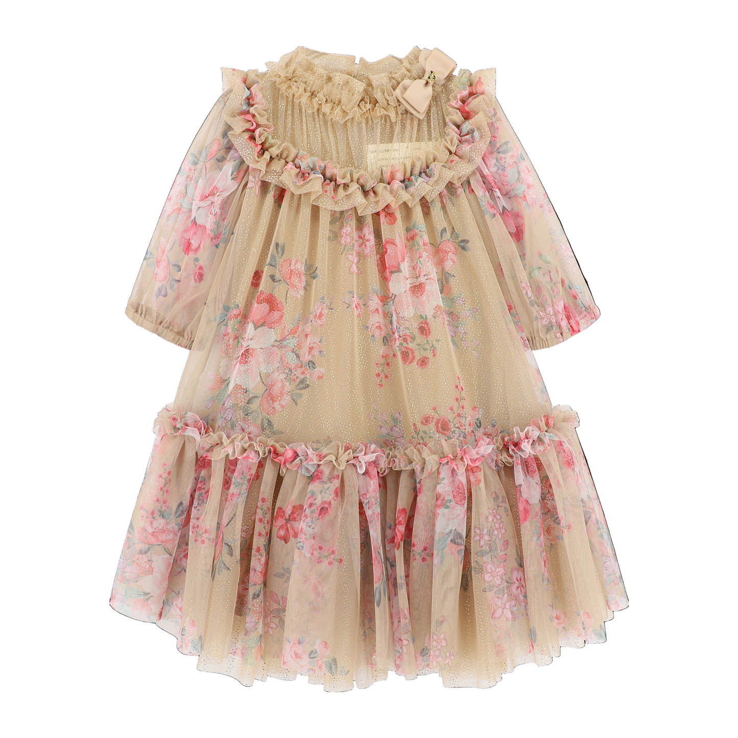 Angel's Face: MYRTISA FLOWER TULLE DRESS SAND