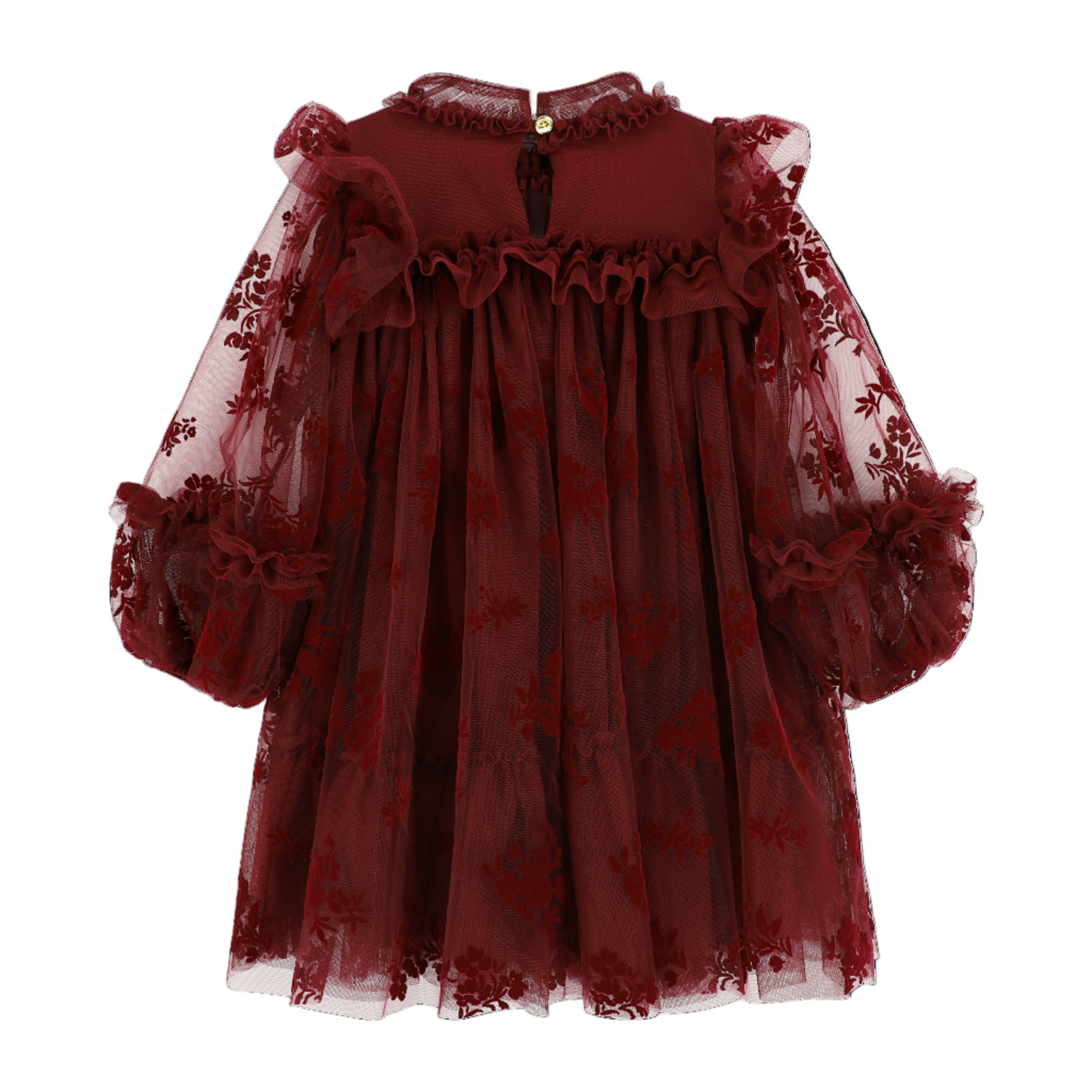 Angel's Face: NADIYA FLOCK FLOWER TULLE DRESS BURGUNDY