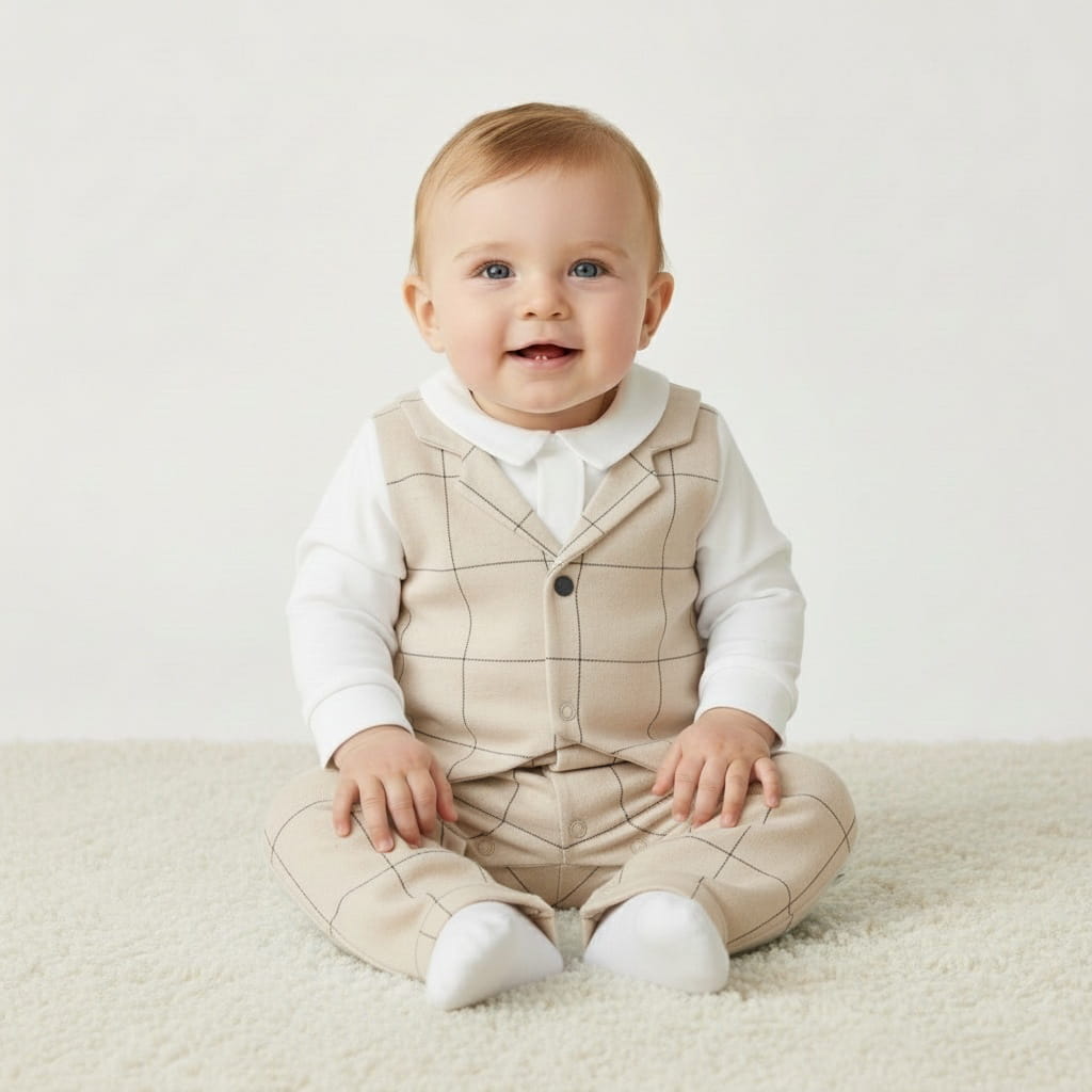 Luxury collection: Babygrow with vest" OLAF" Brown