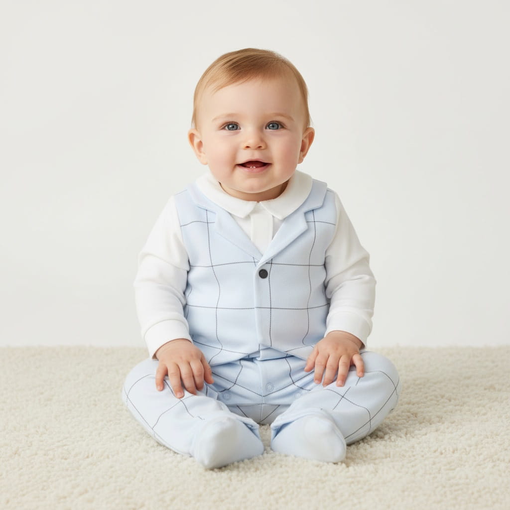 Luxury collection: Babygrow with vest "OLAF" Blue