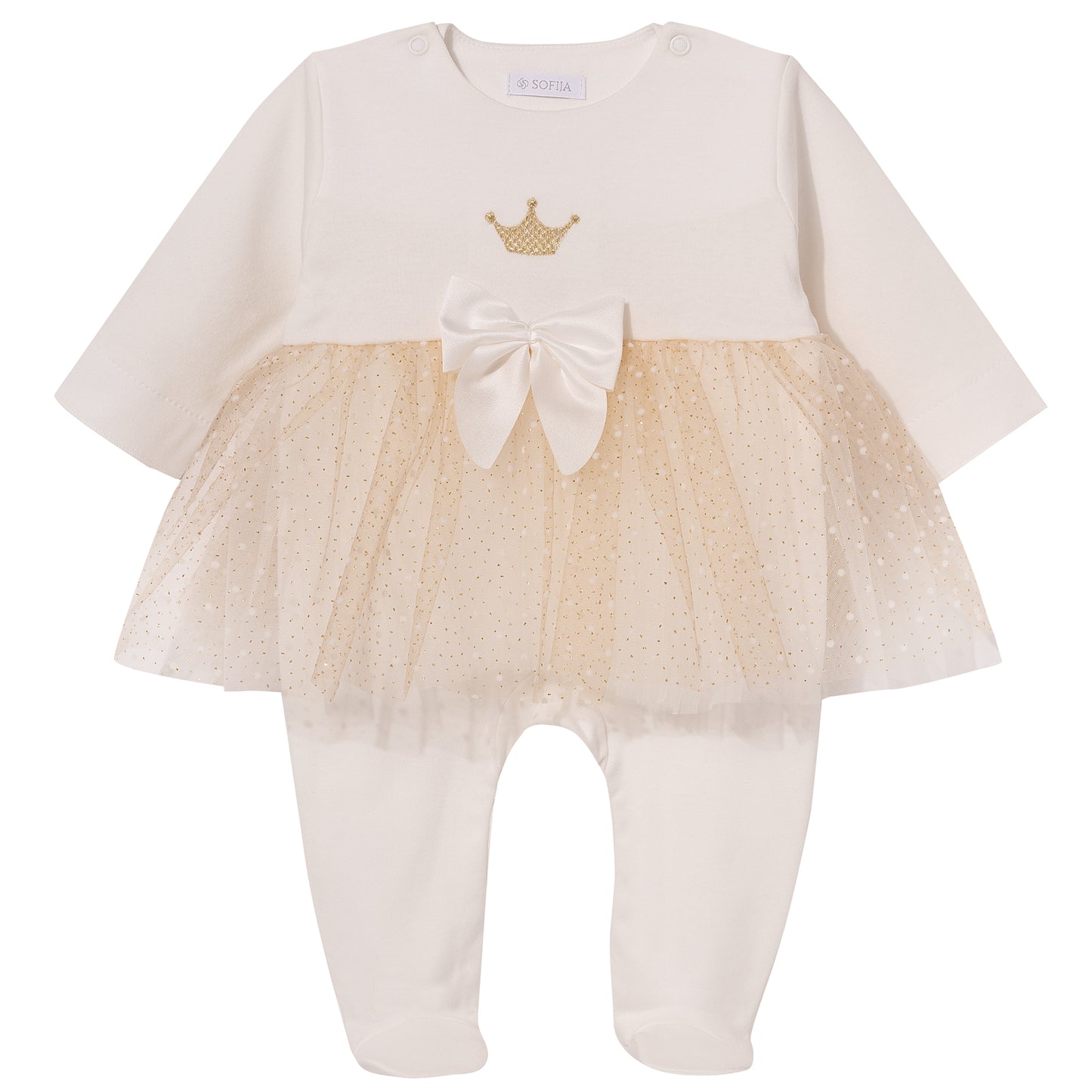 Luxury collection: Babygrow with tulle "OLIMPIA" ivory