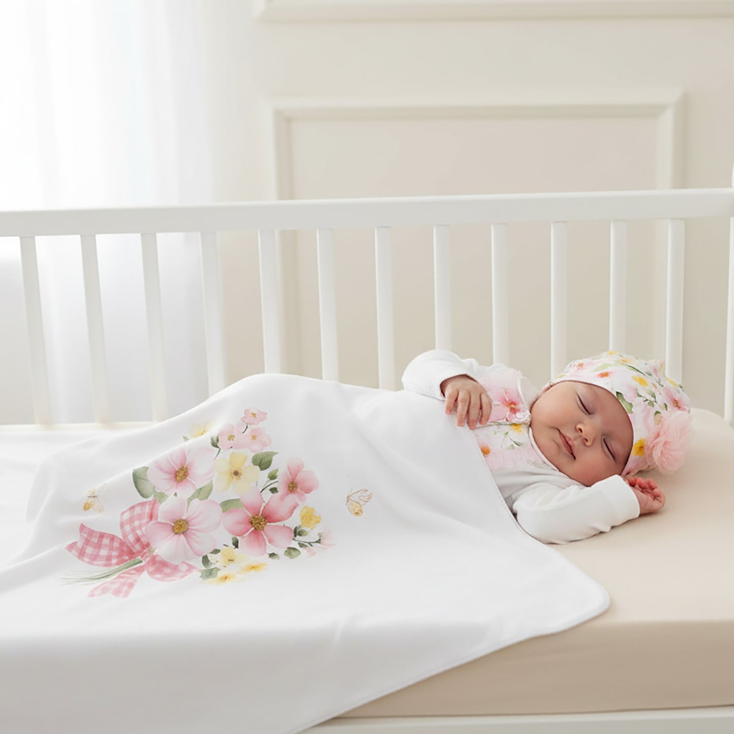 Sofia Baby Luxury Set (swaddle and hat) "PALOMA"