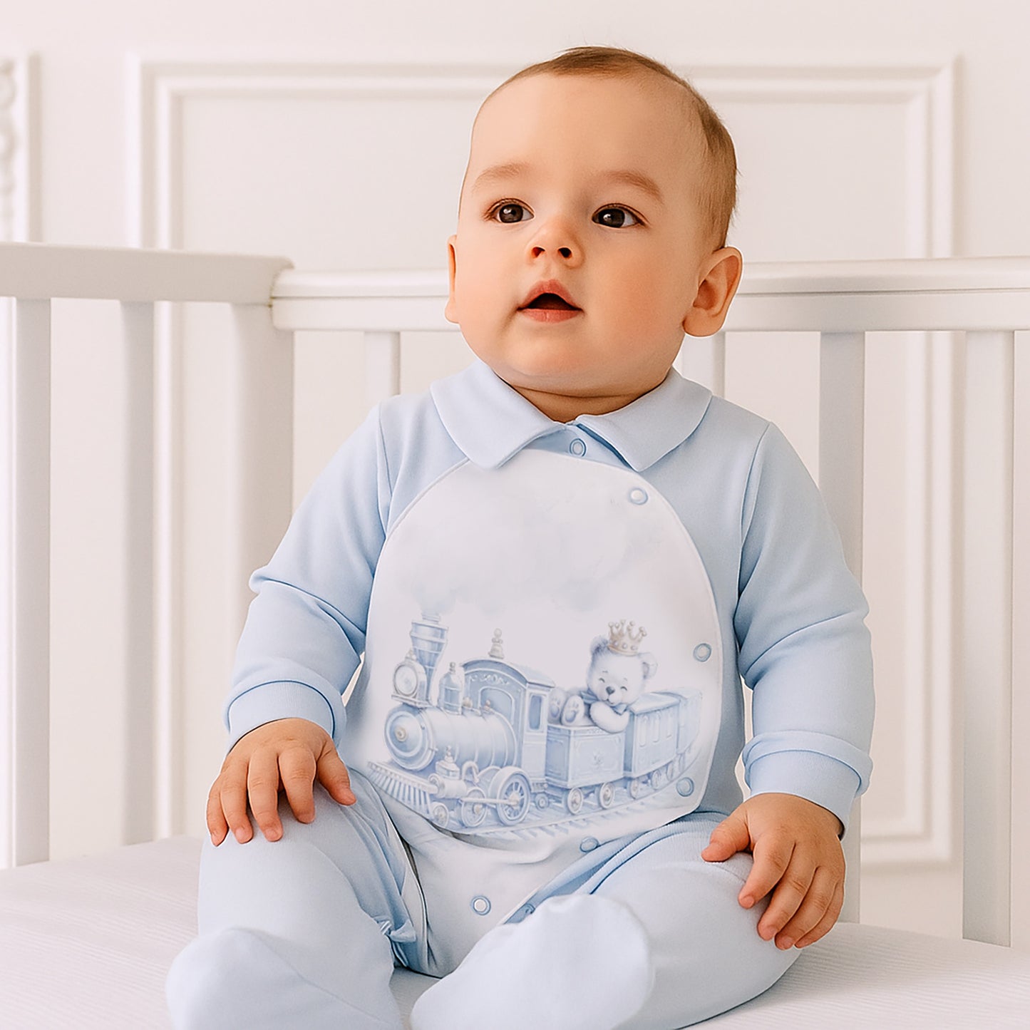 Luxury Collection: Set 3 pcs (babygrow, hat, swaddle) BOX RAYAN-Blue