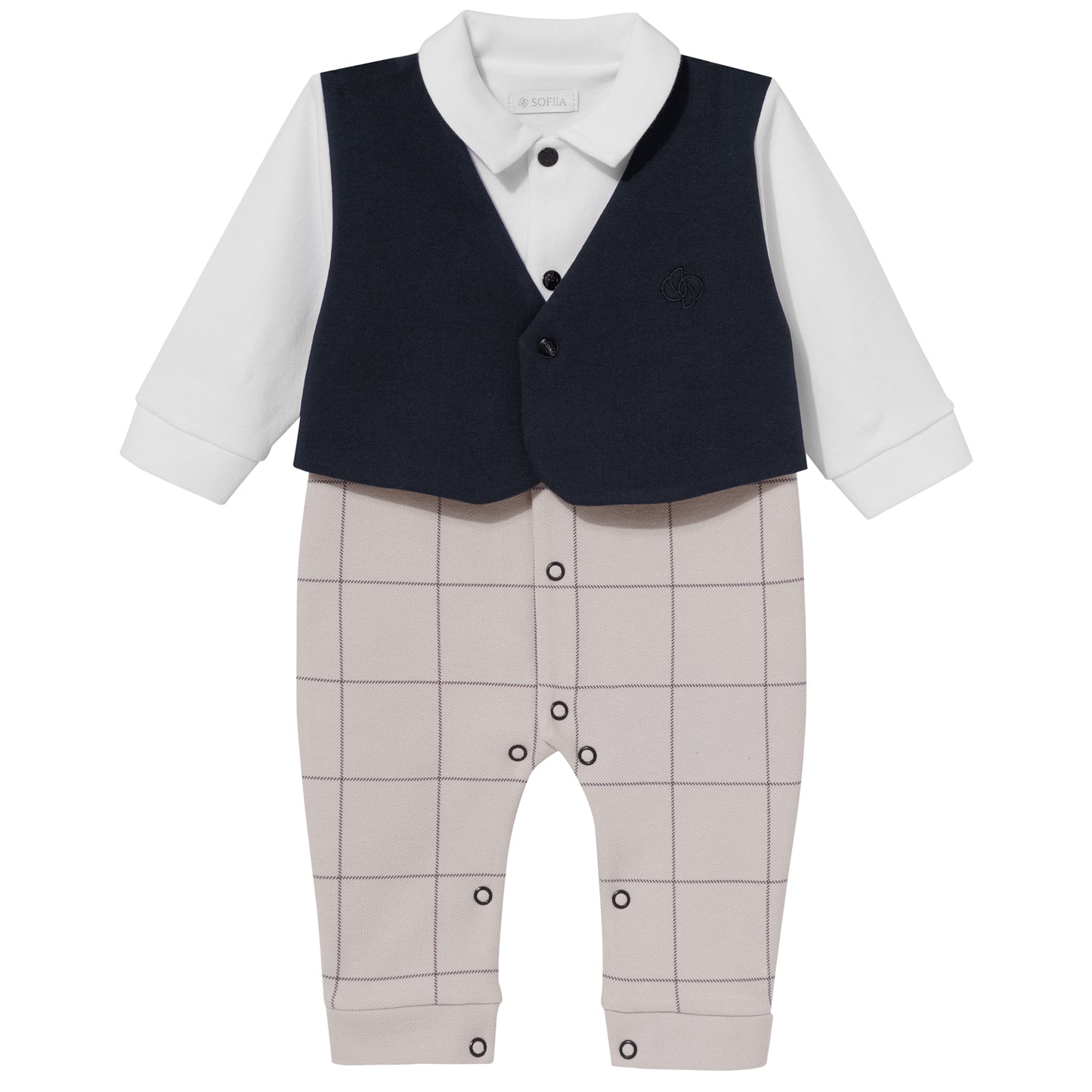 Luxury Collection: Babygrow unzipped "SAMUEL" Grey