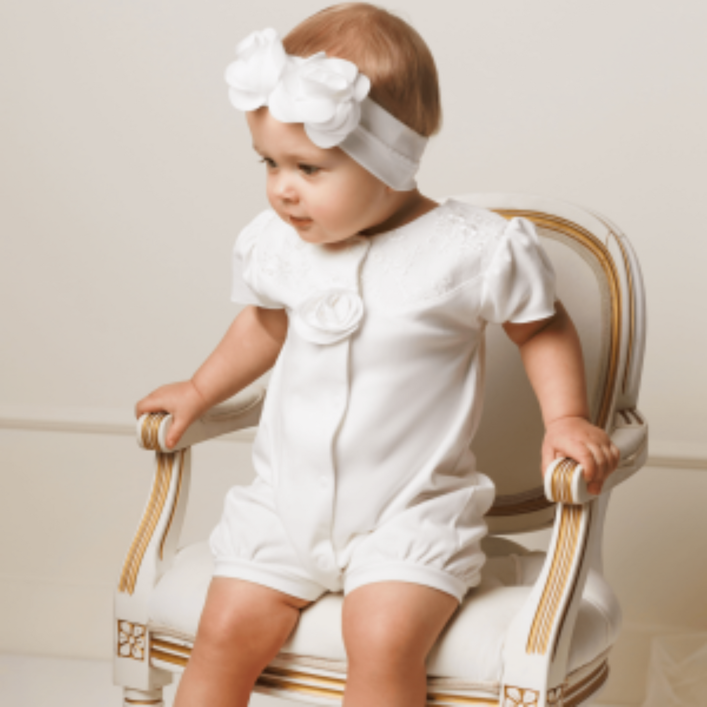 Luxury collection: Shorty Babygrow Elif- Ivory