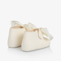 Baby Girls Ivory Patent-Pre walker Boots with Satin