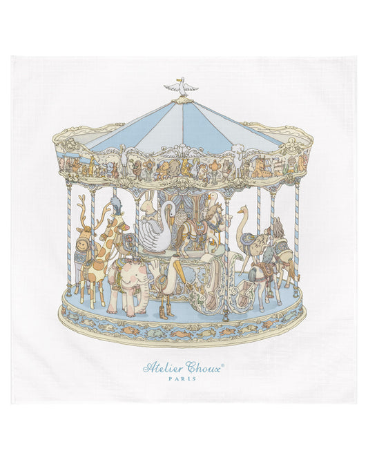 Atelier Choux Paris: Carré - Carousel Blue Swaddle