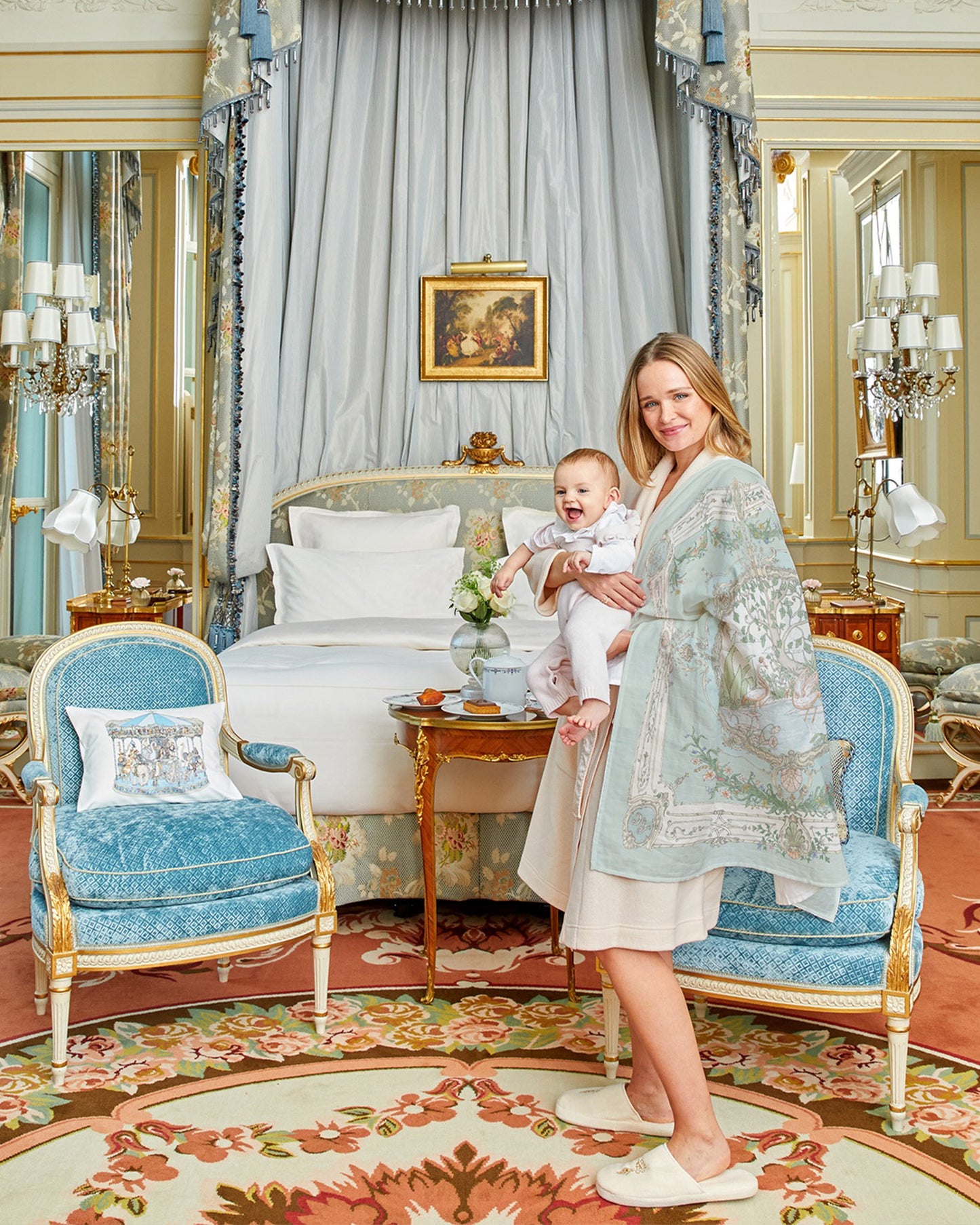 Atelier Choux Paris: Carré - Tapestry Olive Green Swaddle