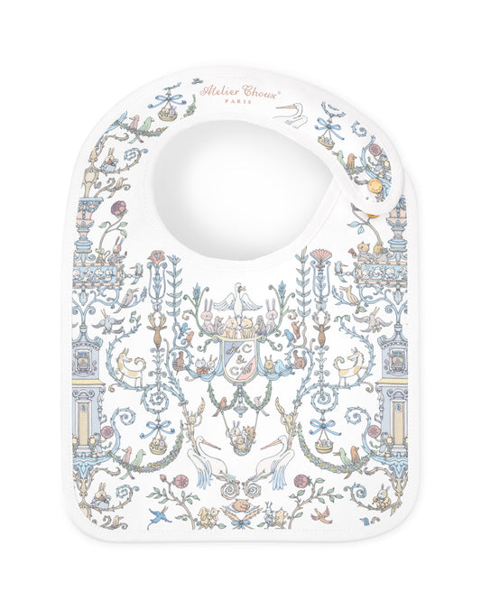 Atelier Choux Paris: Satin bib – Toile de Jouy Blue - Atelier Choux et Caitlin Wilson