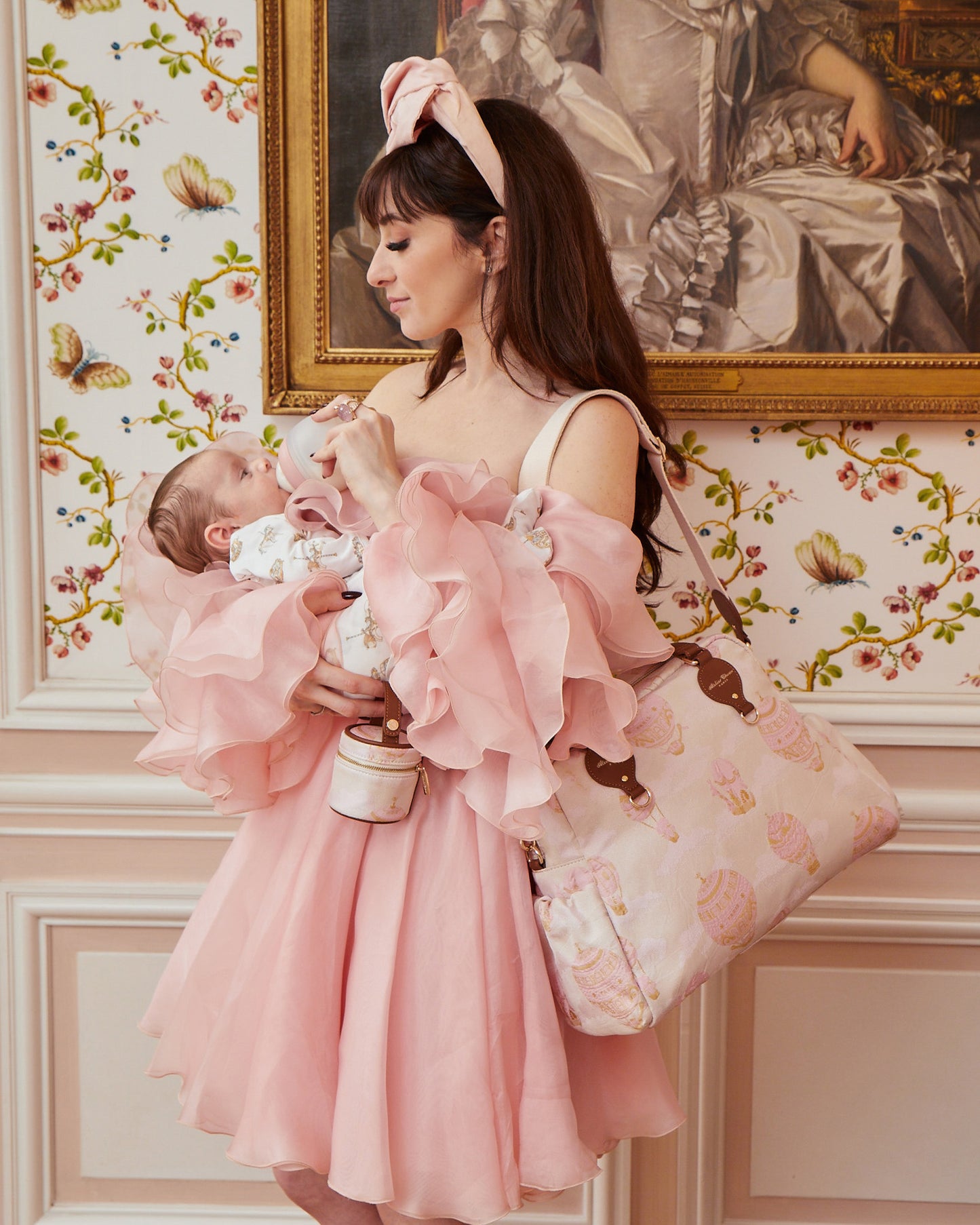 Atelier Choux Paris: Changing Bag- Hot air Balloons Jacquard Pink