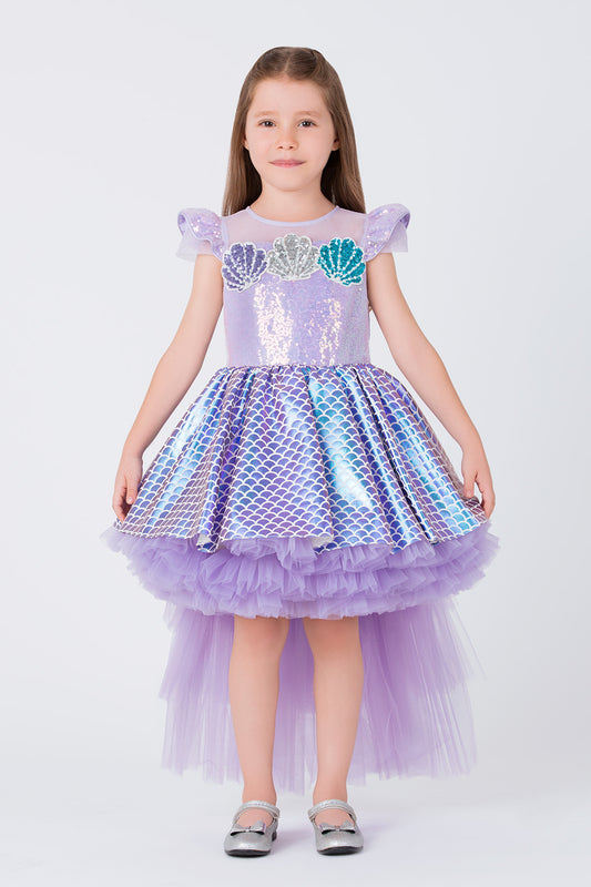 Sofia Baby Mermaid dress with detachable tulle fin- Blue