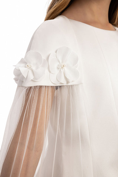 Sofia Baby Girls Tulle Cape Dress- Ivory