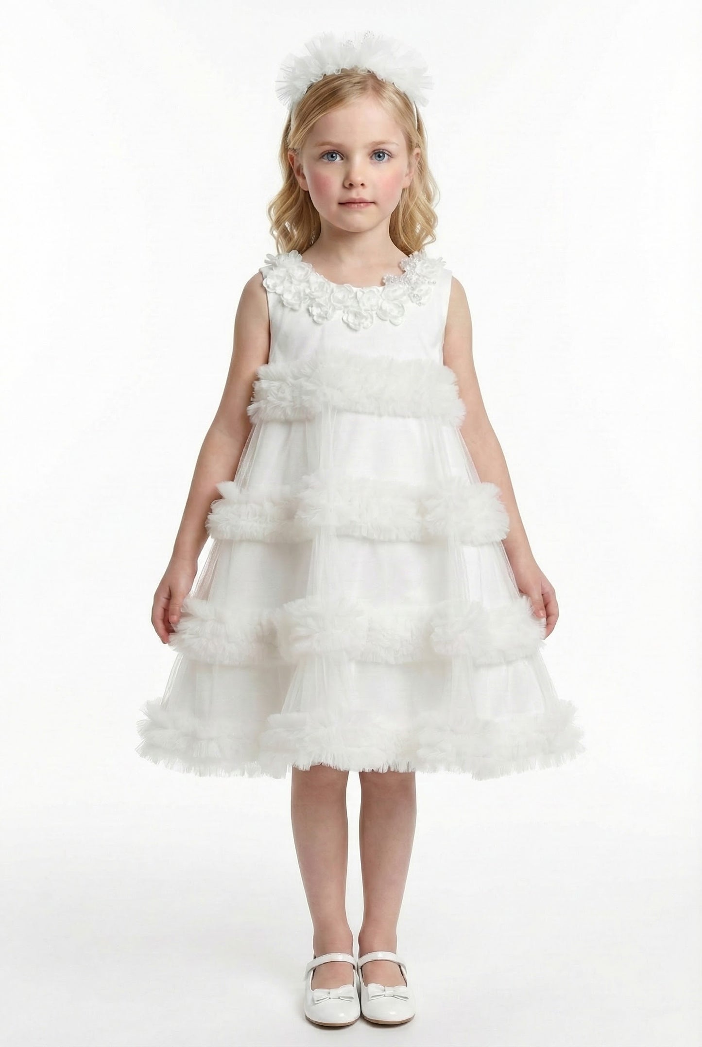 Sofia Baby Royal Tulle Ruffles Dress-White