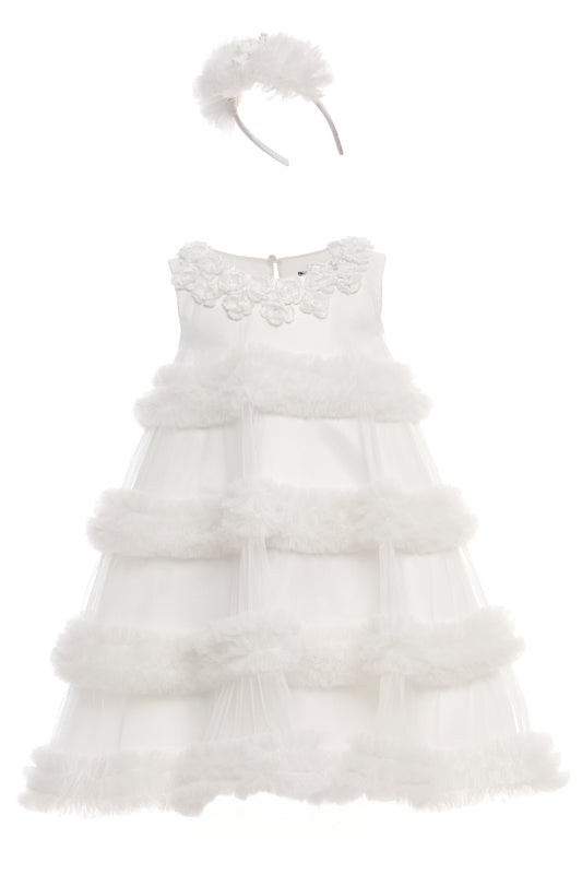 Sofia Baby Royal Tulle Ruffles Dress-White