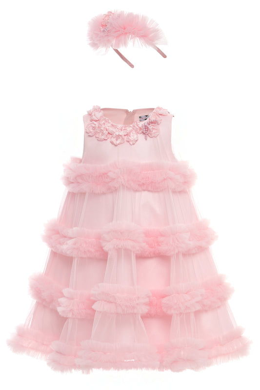 Sofia Baby Royal Tulle Ruffles Dress-Pink