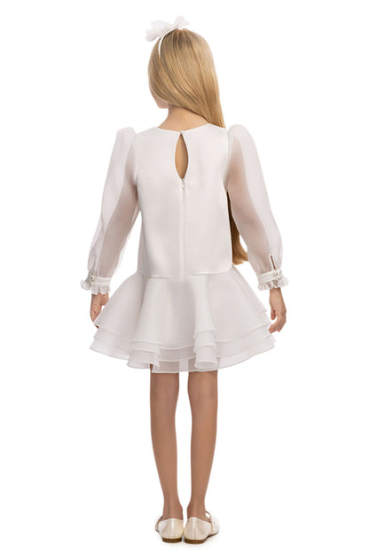 Sofia Baby Organza attached Tutu Style dress with headband-White