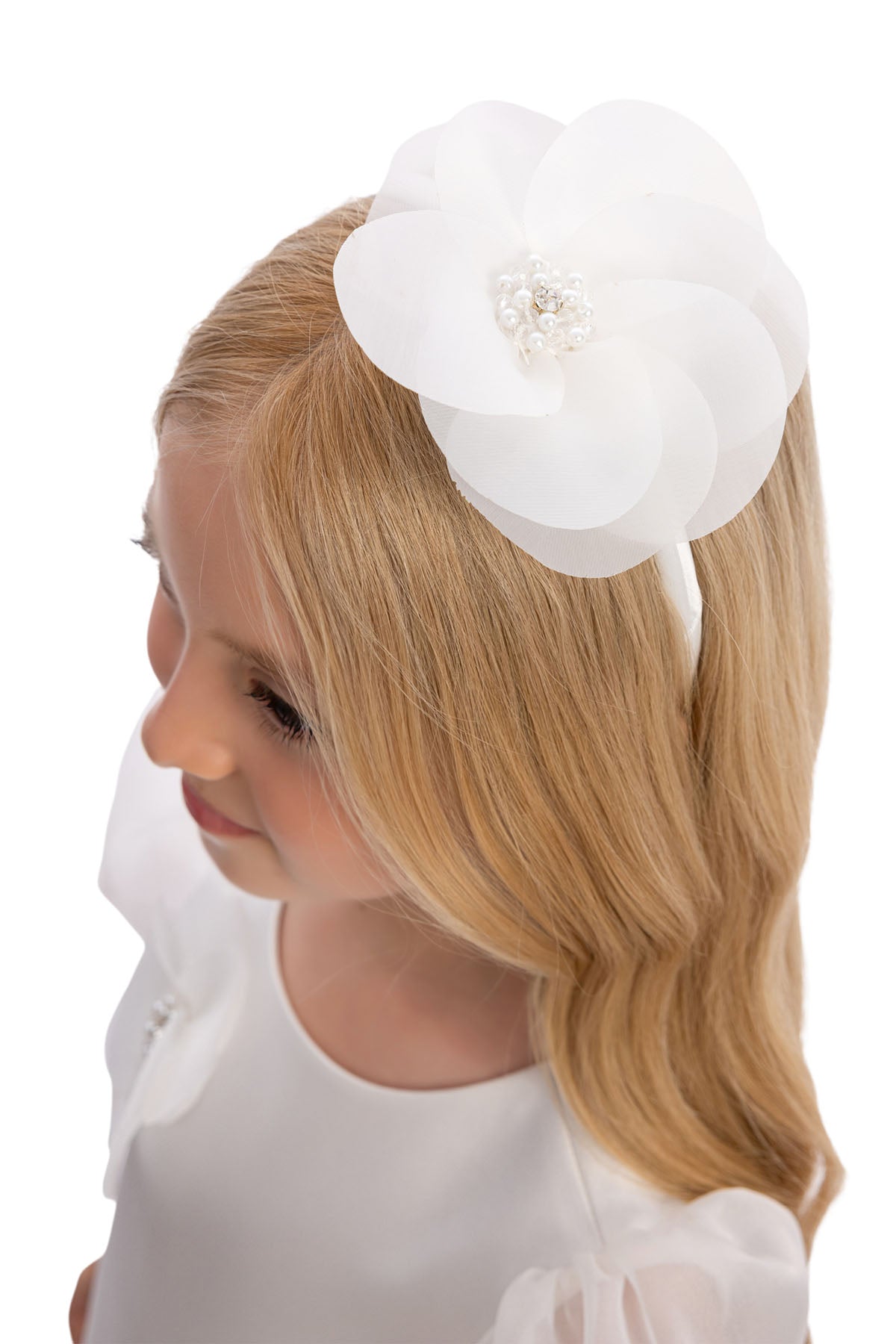 Sofia Baby Organza attached Tutu Style dress with headband-White