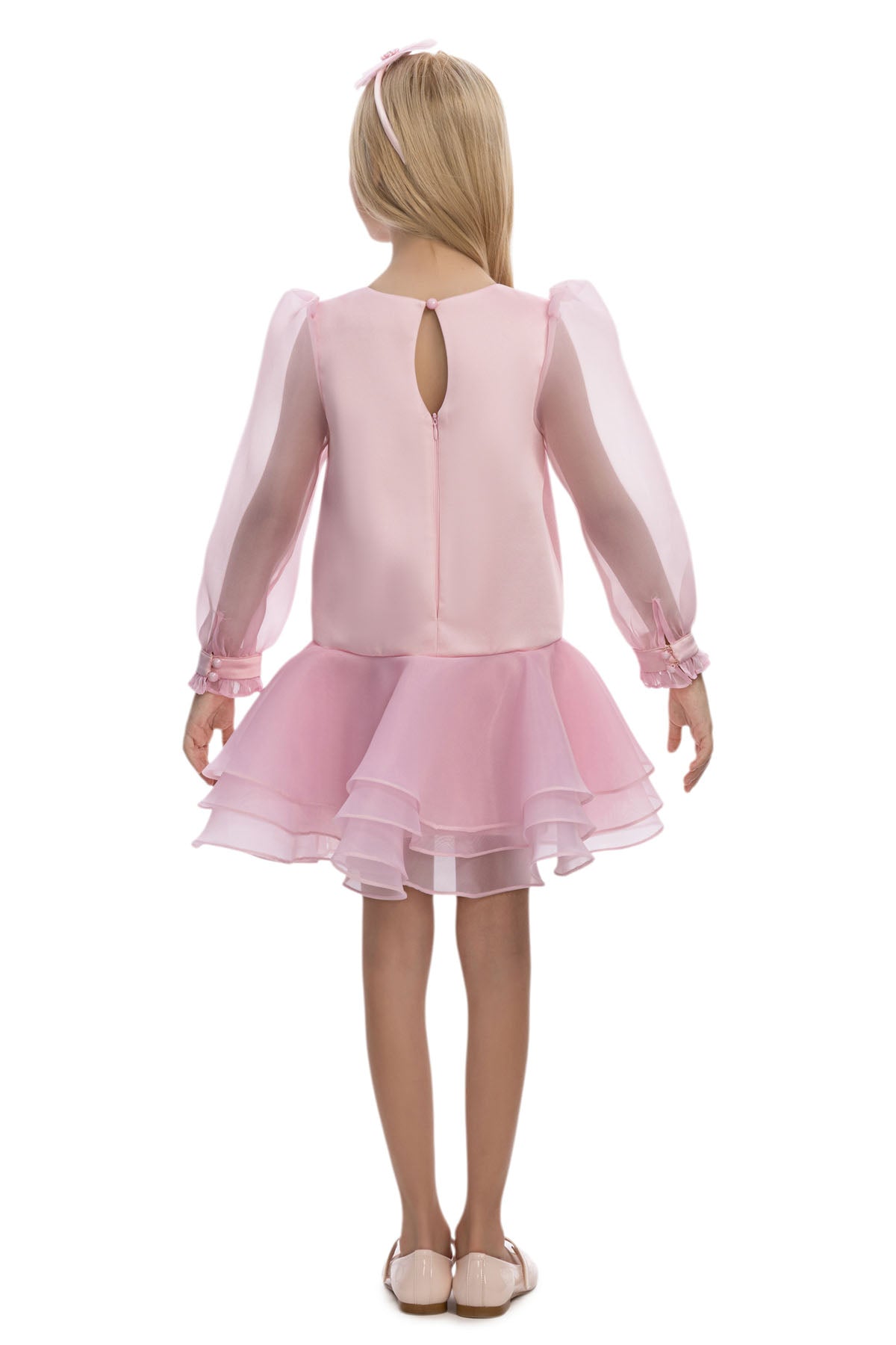Sofia Baby Organza attached Tutu Style dress with headband-Pink
