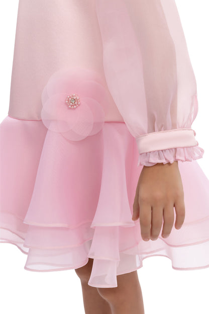 Sofia Baby Organza attached Tutu Style dress with headband-Pink