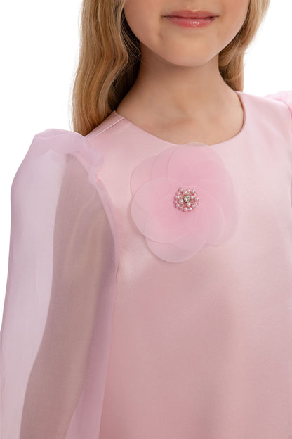 Sofia Baby Organza attached Tutu Style dress with headband-Pink
