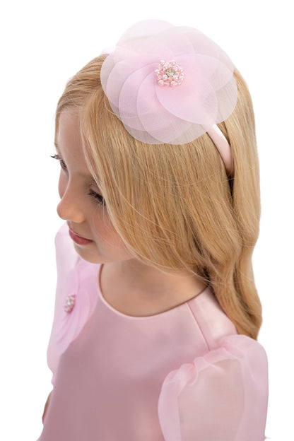 Sofia Baby Organza attached Tutu Style dress with headband-Pink