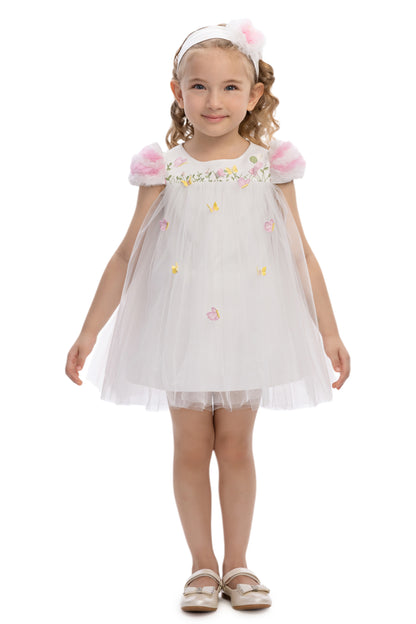 Sofia Baby Tulle Ruffled Butterfly Garden Dress-Ivory