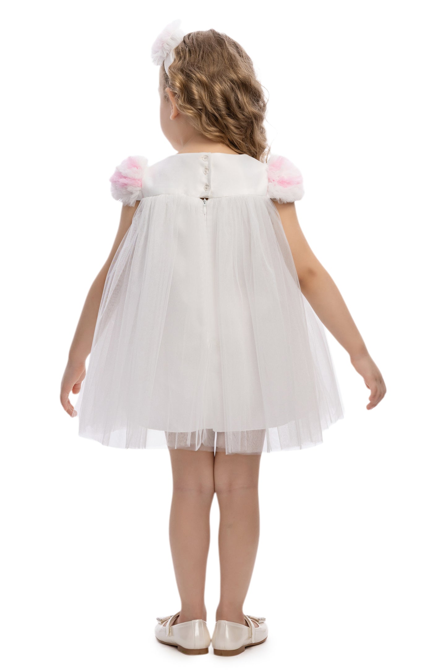 Sofia Baby Tulle Ruffled Butterfly Garden Dress-Ivory